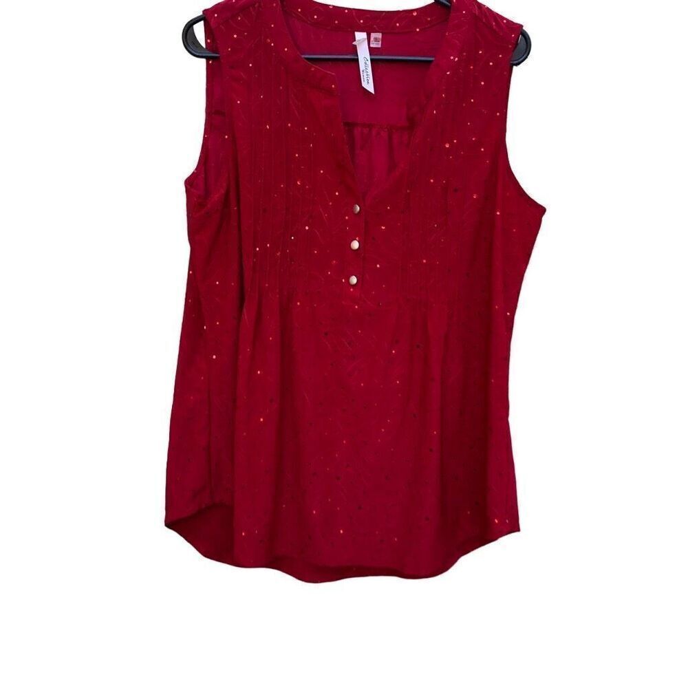 NY Collection 1X Red Sparkle Blouse